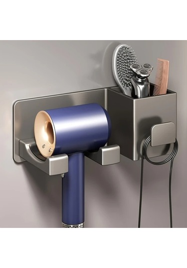 Willowhaven Gri Duvar Askılığı Kurutma Makinesi Rafı - Delme Yok, Sağlam, Ağırlık Taşıyan Gri