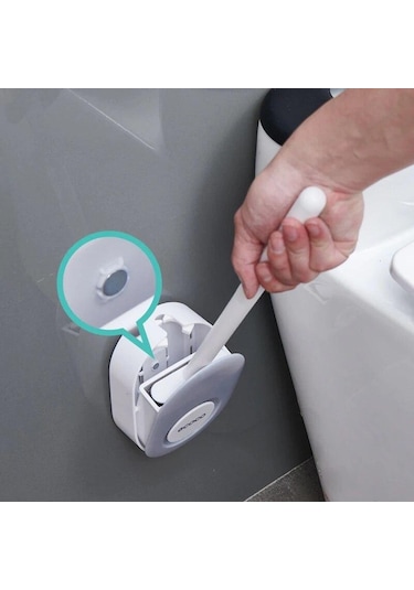 Gri Duvara Monte Tuvalet Fırçası Tutucu, Ölü Açı Yok Silikon Tuvalet Fırçası Seti Temizleme Fırçası Banyo Aksesuarları