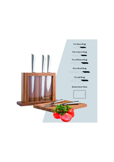 Emsan Matriks 7 Parça Snd  Kesme Tahtalı Bıçak Seti Paslanmaz