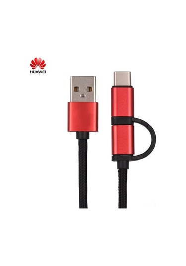 Sandwich Huawei Kırmızı Type-c & Micro-usb 2'li Veri Kablosu - Hızlı Şarj & Transfer, 1m, Dayanıklı