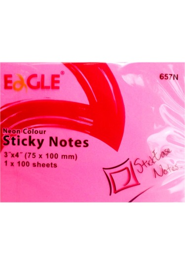 Eagle 75 X 100 MM Neon Yapışkanlı Not Kağıdı 100 Yaprak Pembe
