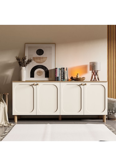 1700 Monza 180 Cm Membran Mdf Kapaklı Bohem Konsol Sepet-beyaz