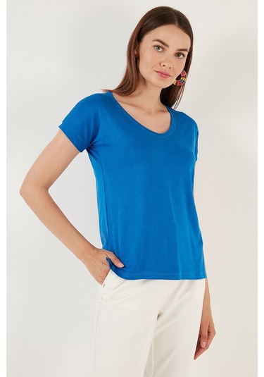 Lela V Yaka Relaxed Fit Yırtmaç Detaylı 2'Li Paket Bayan Bluz 5862000S2 Siyah-Saks