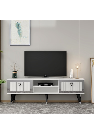 LİDYA TV STAND BEYAZ-GÜMÜŞ