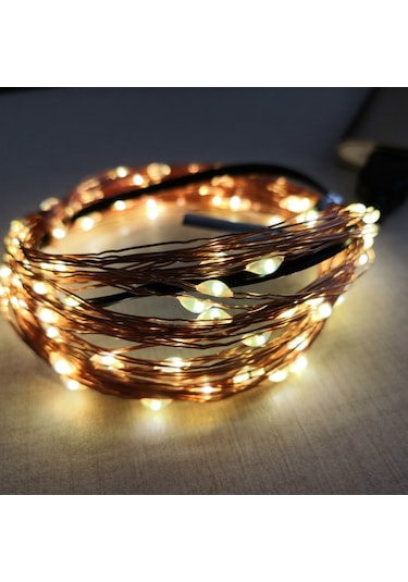 Mufunye Noel Dekorasyonu, 5 Metre 50 Işıklı Isıtıcı Beyaz Işık Halkası