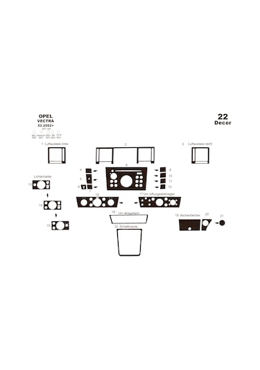 Opel Vectra C Konsol-torpido Kaplama 2002-2008 22 Parça-koyu Meşe Seçenekler