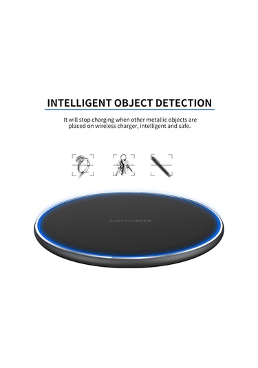 Qingmipy Alüminyum Gövde 15w Hızlı Şarj, Ayna Yüzeyli Kablosuz Telefon Şarj Cihazı, Siyah, Led Göstergeli, Entegre Koruma Özellikleri