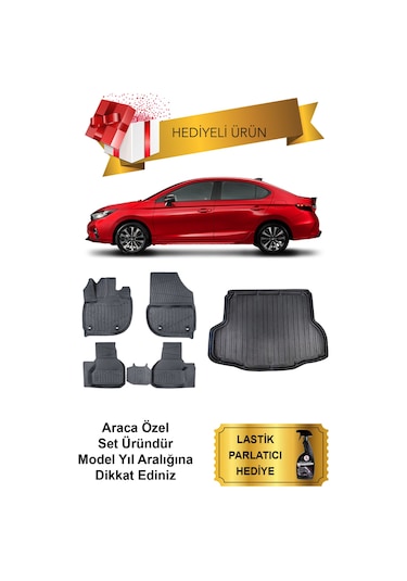 Honda City 2021 Sonrası 3d Bagaj Havuzu Ve 4d Luxury Paspas Seti Hediyeli