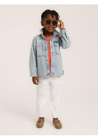 Erkek Çocuk Downhill Yazılı Kot Ceket-15632 Mavi