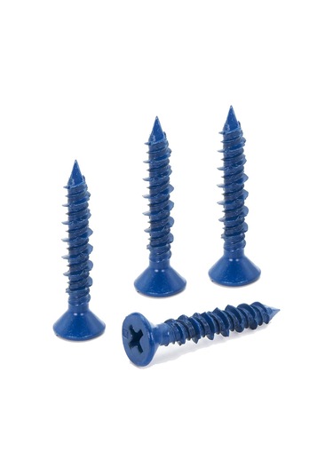 Xurunkeji 100 Adet 3/16 X 1-1/4ın Mavi Düz Phillips Beton Elmas Uçlu Vida Çapası Duvar Örgüsüne Ankraj İçin 10x7x5cm