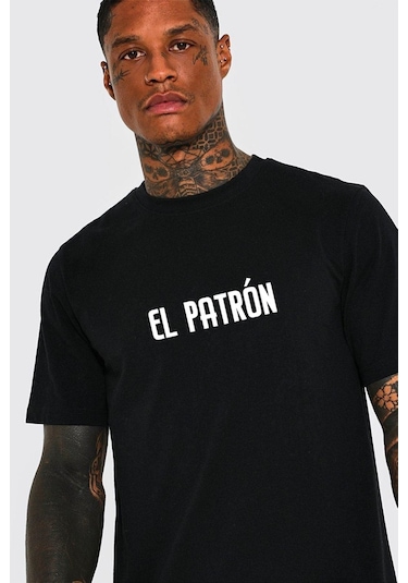 Gang Serıes Erkek Siyah Oversize Medellin Baskılı T-shirt Siyah-65748