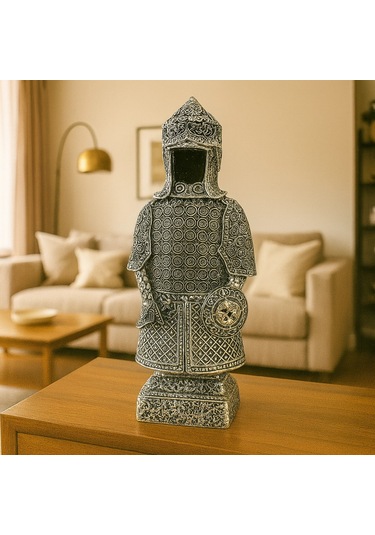 Allah'ın 99 İsmi Yazılı Gald Gümüş Zırhlı Savaşçı Biblo 23x10