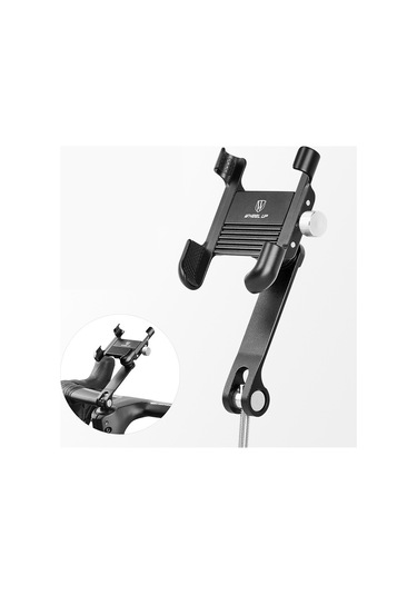 Wheel Up-360 Derece Ayarlanabilir Bisiklet Telefon Tutucu Alüminyum Y29356-a Siyah
