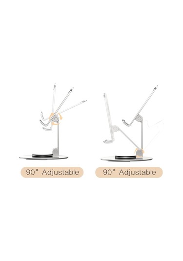 Gri Vaorlo Katlanabilir 360 Metal Tutucu Telefon Standı iPhone Uyumlu 15pro İpad İpod 90 Ayarlanabilir Sabit Telefon Tutucu Canlı Ofis İçin