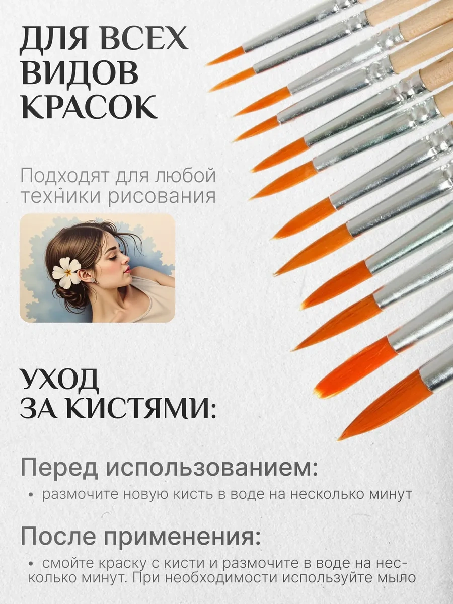 Calligrata Sanat İçin Naylon Fırçalar Seti 10 Adet 14081873