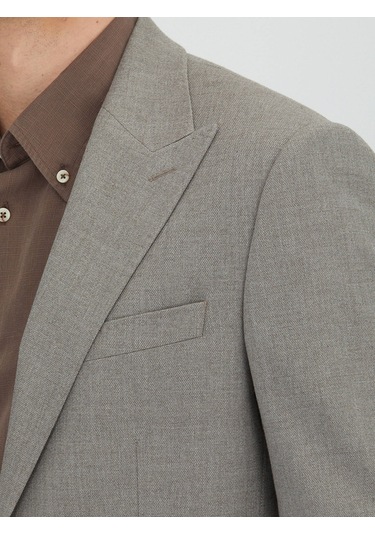 Açık Kahve Mikro Modern Fit Takım Elbise Açık Kahve