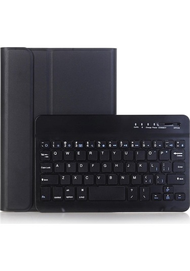 Novahub Siyah Samsung Uyumlu S7 Fe Düz Standlı Kılıf Kapak Bluetooth Klavye T735 İçin Siyah