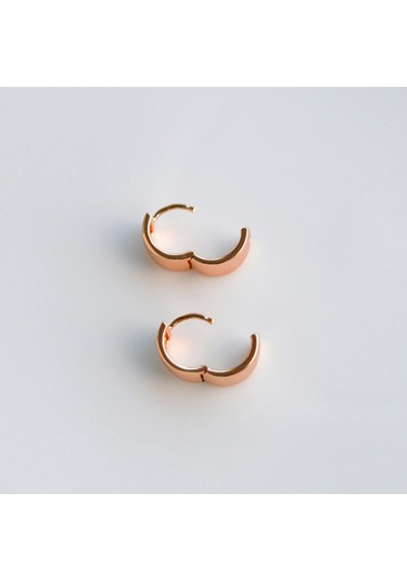 Geniş Bombeli Halka Küpe Rose Gold