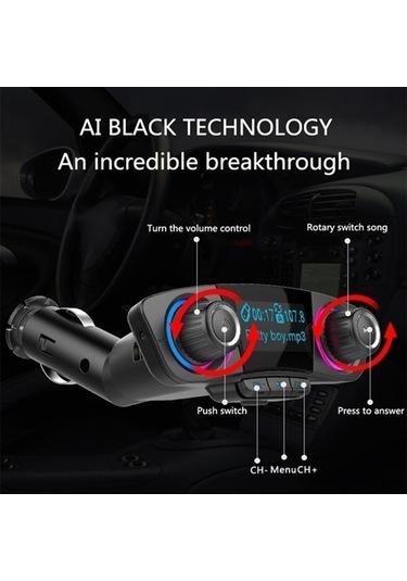 Homyl Yeni Kablosuz Handsfree Arama Araç Kiti Fm Verici Araba Mp3