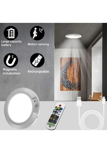 Fastbuy Uzaktan Kumandalı Hareket Sensörlü Tavan Lambası - 5 Parlaklık Seçeneği Ve 3 Renk