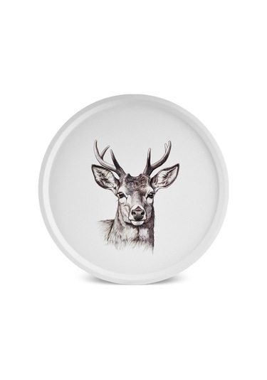 Karaca  Apricot Biome Geyik Desenli Yuvarlak Tepsi