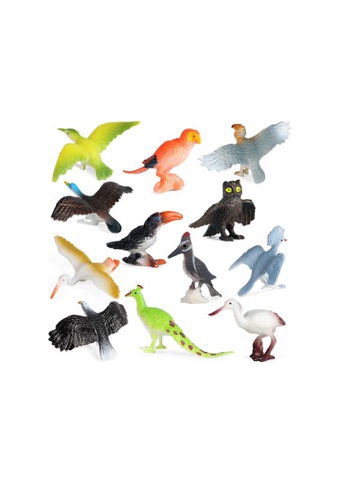 Çocuklar İçin Bilişsel Oyuncaklar Simülasyon Kuş Hayvan Modeli Kuş Ağaçkakan Papağan Baykuş Tavus Kuşu Süs Seti Dt Katı Mini Kuşlar 12 Model