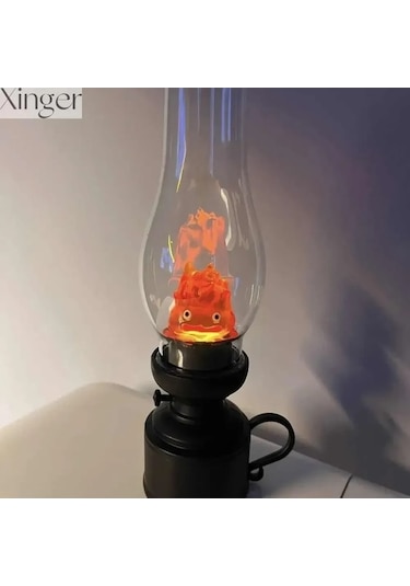 Novahub Calcifer Gece Lambası - Şarj Edilebilir Howl In Yürüyen Şatosu, Hediye Seçeneği Kırmızı Kırmızı