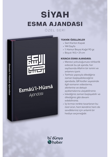 Esmaül Hüsna Ajandası- Siyah Özel Seri Çok Renkli
