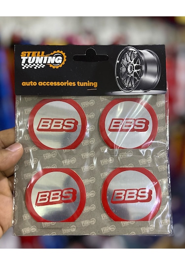 Universal Araç Uyumlu, Bbs Jant Göbeği Arması, Sticker 4'lü Set 60mm Kırmızı