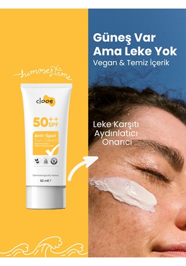 2 Li Güneş Kremi Spf 50 Leke Karşıtı Vegan Glutensiz 50ml X 2