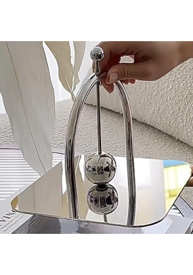 Homyl Kağıt Peçetelik Kare Peçete Standı Dispenser Masası Gümüş