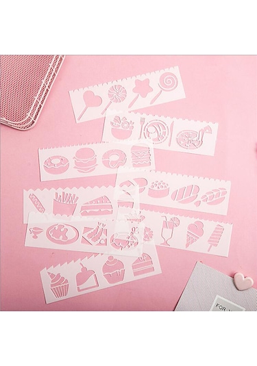 Aubyhe Çocuklar İçin Çizim Åÿablonu Seti - 8 Adet Pp Malzeme, 16 Farklı Desen Bitki, Hayvan, Gã¼naydä N/ã Ä Ktä , Parti Vb. , 18.3x5.5 Cm Uzun Åžekilli Åžablonlar