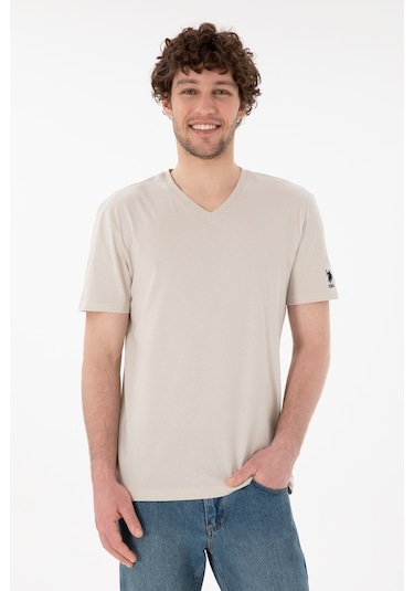 U.S. Polo Assn. Erkek Regular Fit  V Yaka Taş Basic Tişört 50305858-VR049