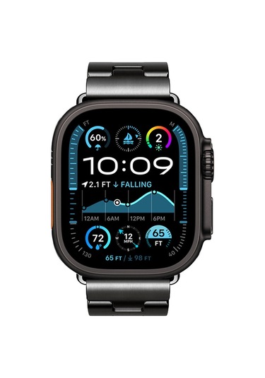 Talazan iOS Watch Uyumlu Ultra 49mm Krd-125 Metal Kordon Strap Kayış-gümüş