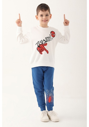 Spider Man D4833-3 Çocuk  Krem Eşofman Takımı
