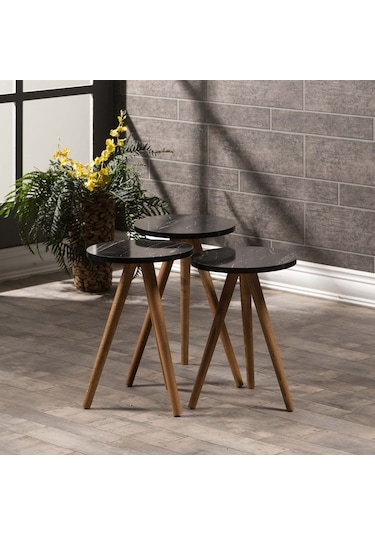 Zigon Sehpa 3 Lü Ahşap Torna Ayak 5 Renk Seçeneği