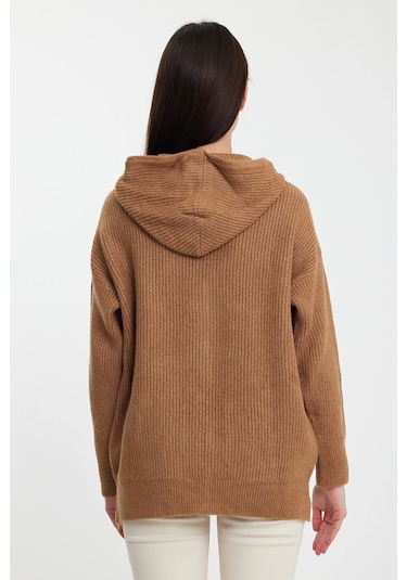 Alexander Gardi Alexandergardı Kapüşonlu Fermuarlı Triko Hırka A92409-s Camel