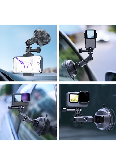 Suofeng 360 Dönebilir Spor Kamera Vantuz Aparatı - Gopro & Insta360 Uyumlu, 10kg Taşıma Kapasiteli Siyah