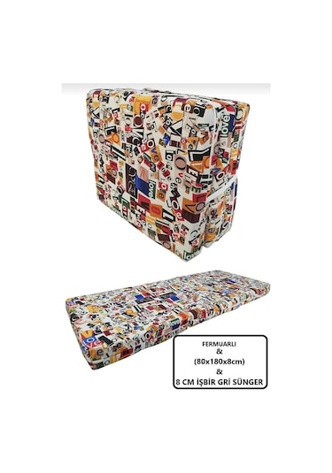Lüks Katlanır Yatak 80x180x8 Cm Sünger Love Desen