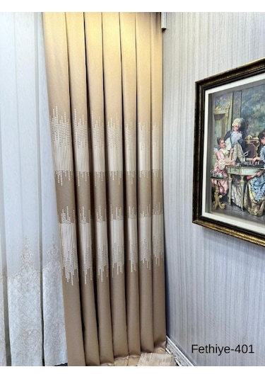 Nivemeshome Fethiye 614178 Altın V-401 1/3 Sık Pileli Fon Perde Apm Altın