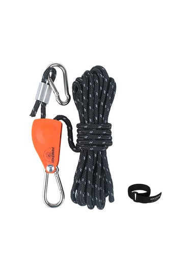 Monyee Siyah 6mm 5m Poliester Kamp Rengi, Kayma Ayarlı Teli, 348kg Yük Kapasitesi, Çinko Alaşımlı Ve Plastik Katrol Siyah