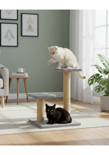 Reyo Pet Çift Stepli Kedi Tırmalama Gri