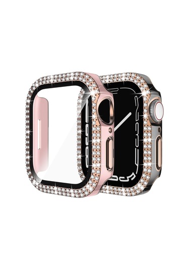 Temperli Cam Ekran Koruyuculu Apple Watch İle Uyumludur, Siyah Gül Altın/gül Altın Siyah Gül Altın/gül Altın