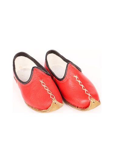 El Yapımı Hakiki Deri Çocuk Yöresel Yemeni Çarık Kırmızı