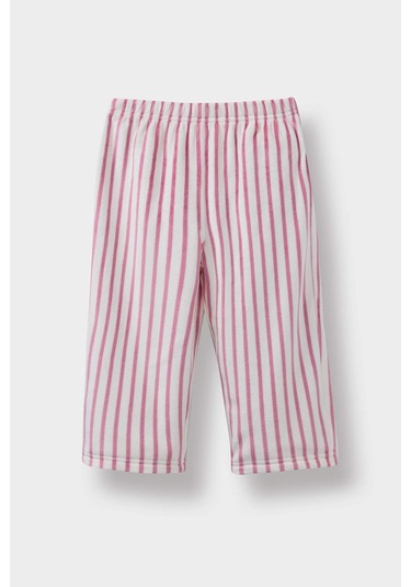 Defacto Kız Bebek Pijama Takımı Tavşan Baskılı Uzun Kollu Velur Üst Çizgili Uzun Alt F5562a525wnbr277 Bordo-br277