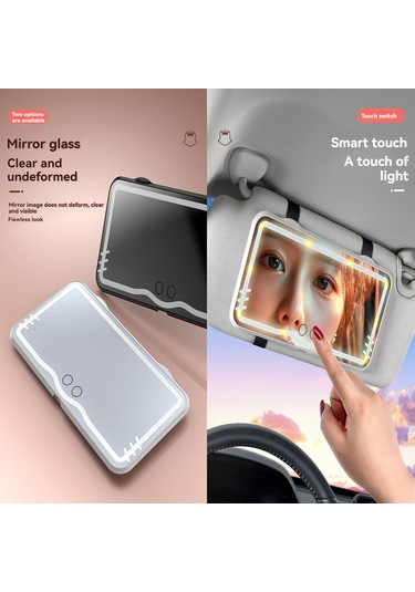 Yunboo Usb-c Şarjlı Dokunmatik Led Aydınlatmalı Araç İçi Ayna, Kolay Kurulum Ve Taşınabilir Tasarım