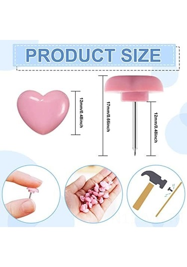 Mufunye 100 Adet Pembe 0.47 İnç Uçlu Pushpin - Yumuşak Tahta Duvar Panosu İçin Fotoğraf Kartpostal Harita Sabitleyici Ofis Ve Ev Dekorasyon Çivi