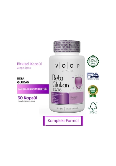 Voop Beta Glukan 13/16 Kara Mürver Vitamin C Çinko 30 Kapsül