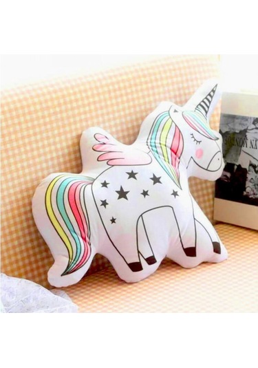 Unicorn Boynuzlu At 3D Özel Kesim Yastık 53Cm