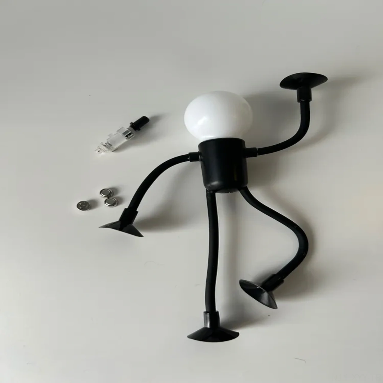 Yaleker Küçük Kişi Figürlü Akıllı Led Gece Lambası - Pil İle Çalışır, Yumuşak Işık, Yatak Odası/çocuk Odası İçin Siyah Desenli Dekoratif Aydınlatma Siyah